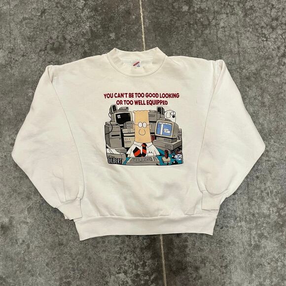 Vintage 90's Dilbert Well Equipped Crewneck Sweater Large - Picture 1 of 5